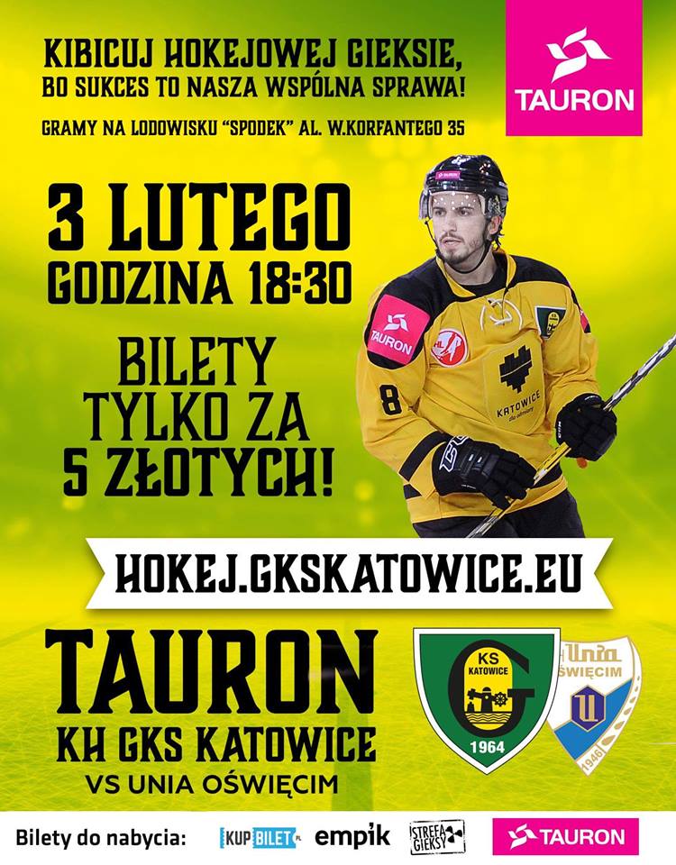 Plakat na mecz hokeja GKS Katowice - Unia Oświęcim